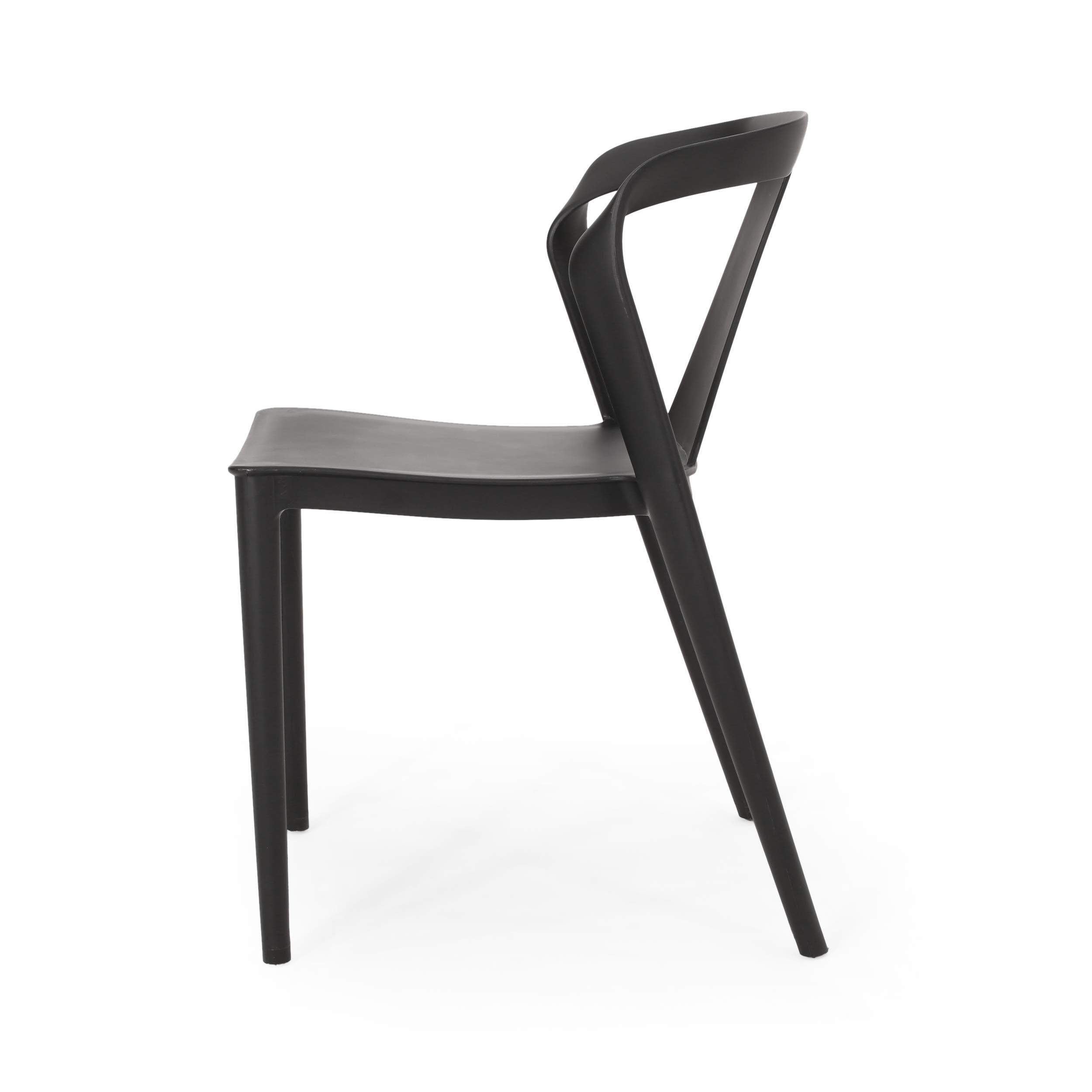 Christopher Knight Home Ianthe Outdoor Dining Chair Set of 4 - Weather-Resistant Black Patio Chairs for Backyard, Garden, and Poolside Dining