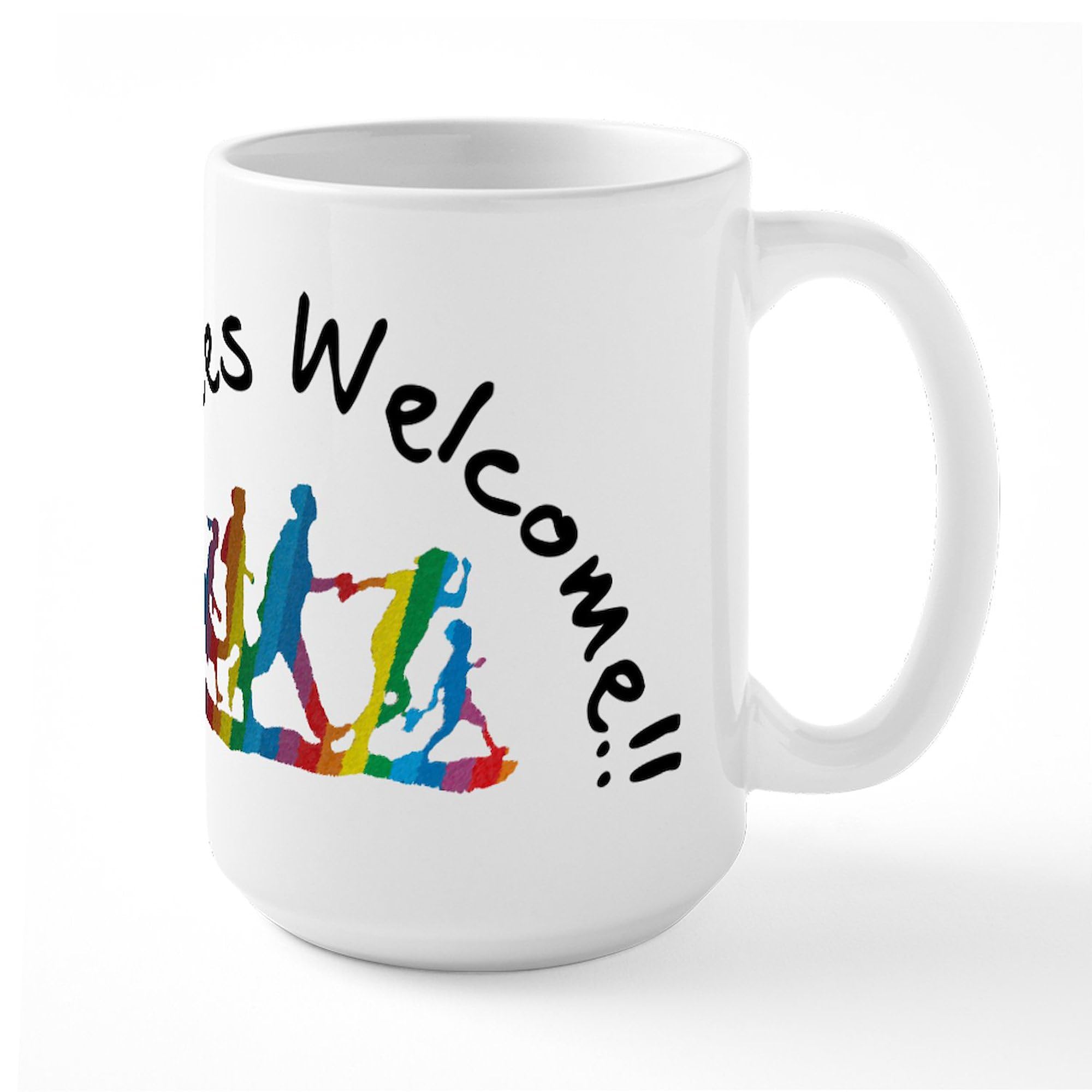 Refugees Welcome 15 oz (444 ml) Ceramic Coffee Mug - Inspirational Travel Mug for Office, Home & Gifts - Perfect for Tea, Hot Chocolate & Coffee Lovers