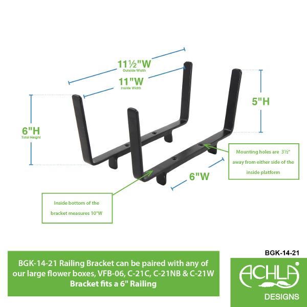 Sturdy Handrail Flower Box Bracket - Metal Planter Holder for Balcony Railings & Deck Railings - Perfect for Outdoor Flower Pots & Window Boxes