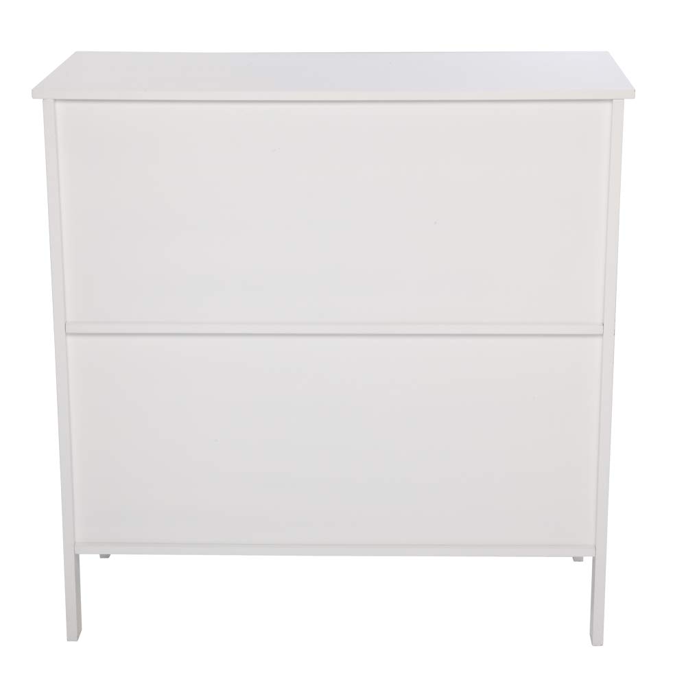 White Wooden Storage Sideboard Buffet with Transparent Double Glass Doors - Kitchen, Dining Room & Hallway Cabinet for Home Storage & Display