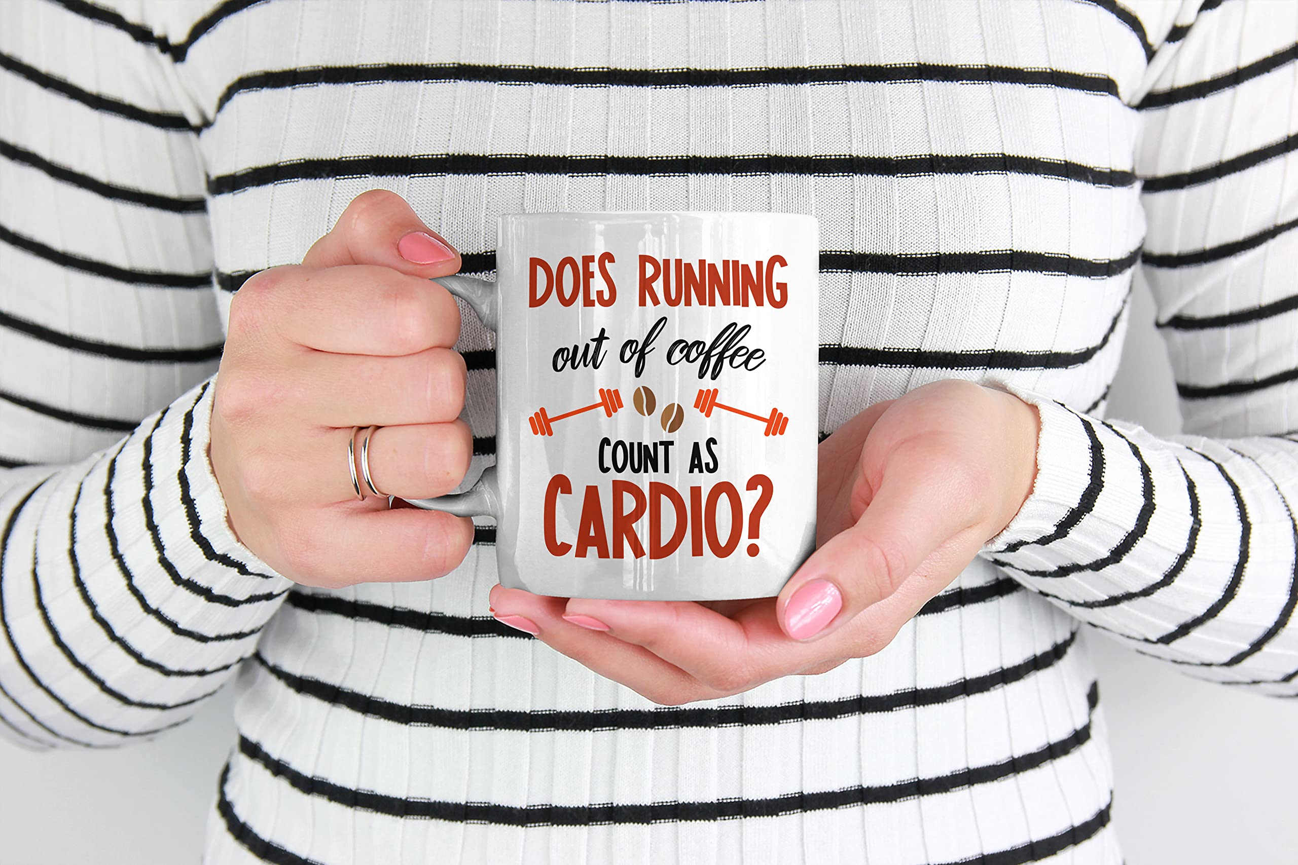 Does Running Out of Coffee Count as Cardio? - 15oz White Ceramic Coffee Mug & Tea Cup - Perfect for Home, Office & Gifts