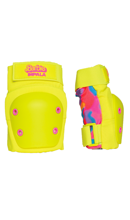 Impala Youth Barbie Protective Pad Set - Bright Yellow Knee & Elbow Pads for Girls - Perfect for Skateboarding, Roller Skating & Outdoor Play
