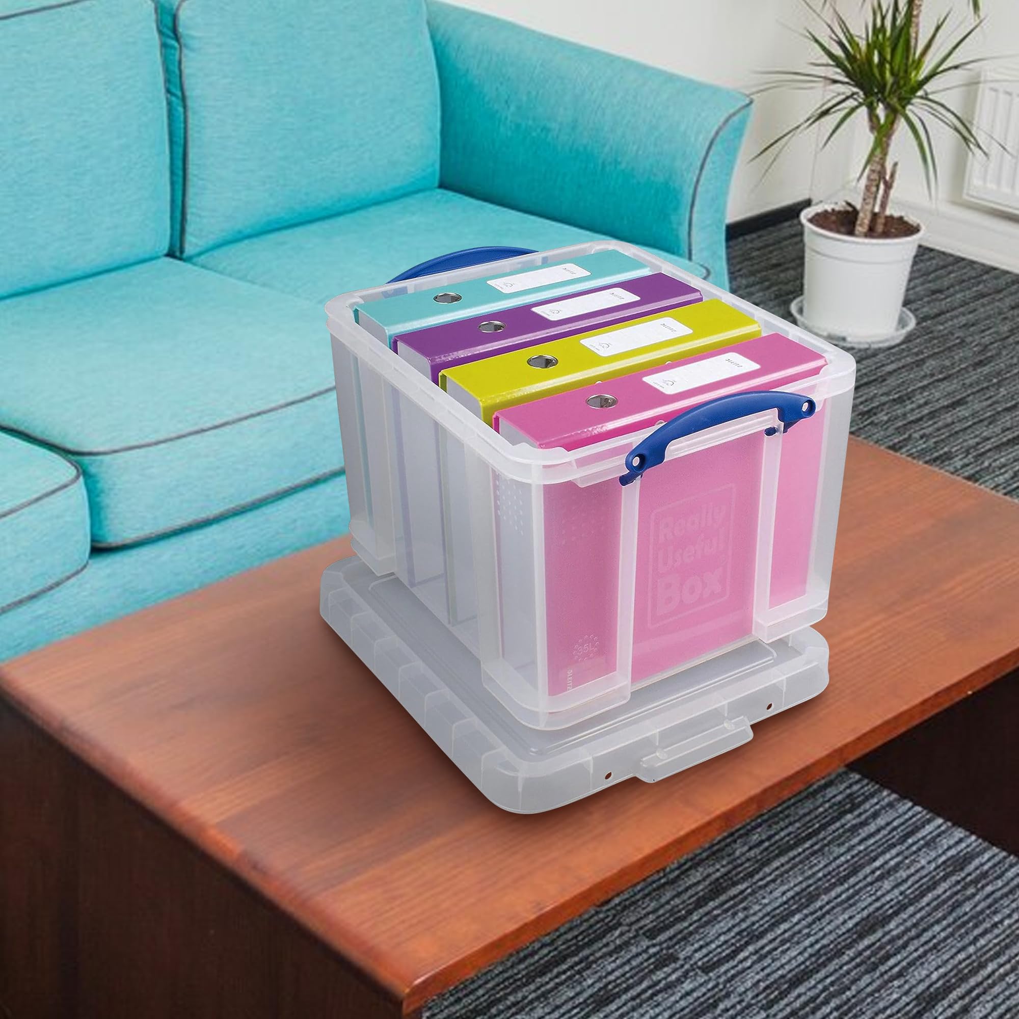 Really Useful Box 3 Pack - 32 Liter Clear Plastic Stackable Storage Bins with Lids | Organize Home, Office & Garage | Durable Storage Containers for Clothes, Toys & Supplies