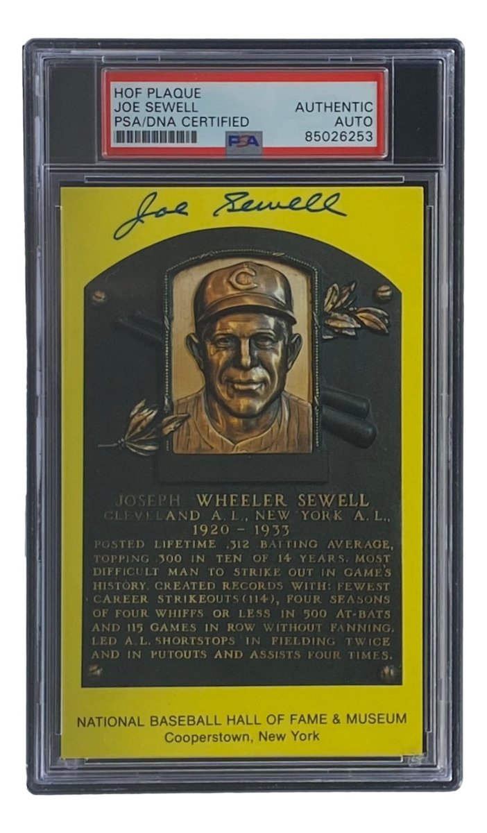 Joe Sewell Autographed 4x6 Cleveland Hall of Fame Plaque Card - PSA/DNA Certified #85026253 - Perfect for Baseball Memorabilia Collections & Sports Fan Gifts