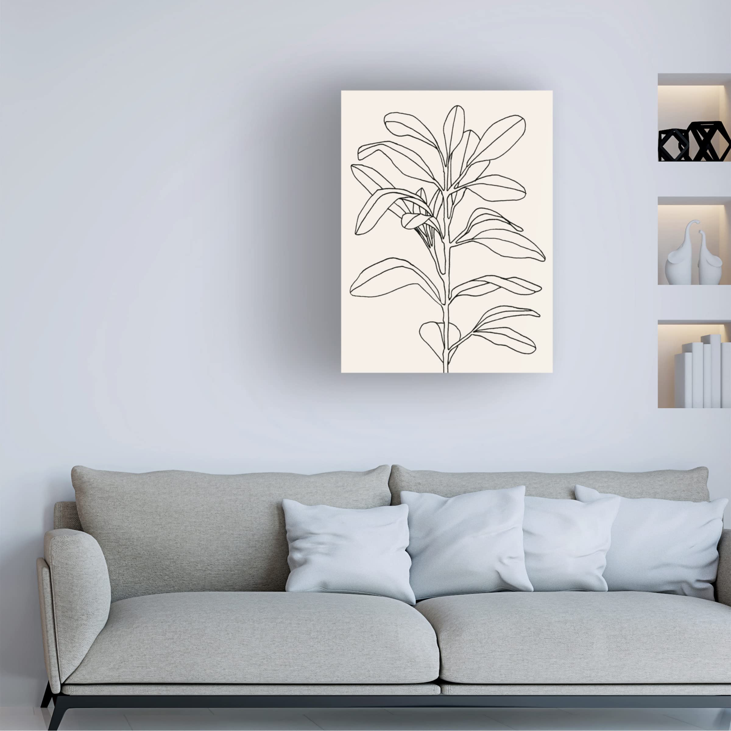 Emma Scarvey 'Olive Branch Contour I' Canvas Wall Art Print - Modern Botanical Home Decor for Living Room, Bedroom & Office