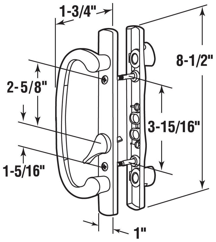 Premium Solid Brass Sliding Glass Door Handle Set with Mortise Lock - 3-15/16