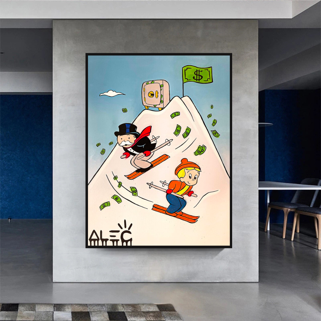 Premium Alps Ice Skating & Mr Monopoly Richie Wall Art Canvas - Perfect for Home Decor, Office, and Game Room