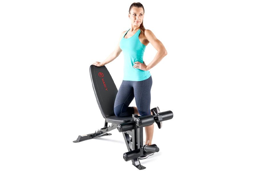 Marcy Deluxe Utility Weight Bench SB-350 - Adjustable Home Gym Bench for Strength Training, Full Body Workouts & Fitness - Perfect for Home Gym, Garage & Small Spaces