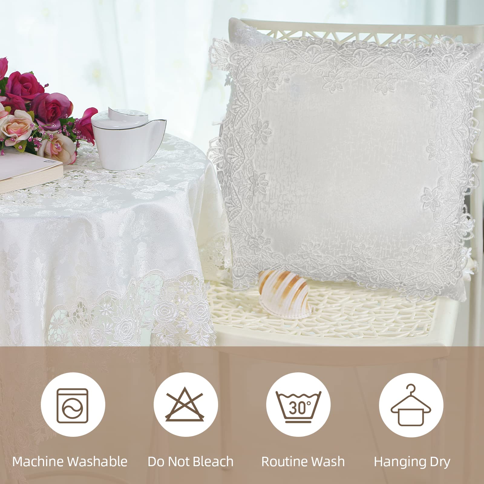 Premium 18x18 Inch White Lace Throw Pillow Covers Set of 2 - Soft Farmhouse Decor with Exquisite Embroidery for Living Room, Bed, Couch & Sofa - Perfect for Cozy Home Styling and Seasonal Decorations
