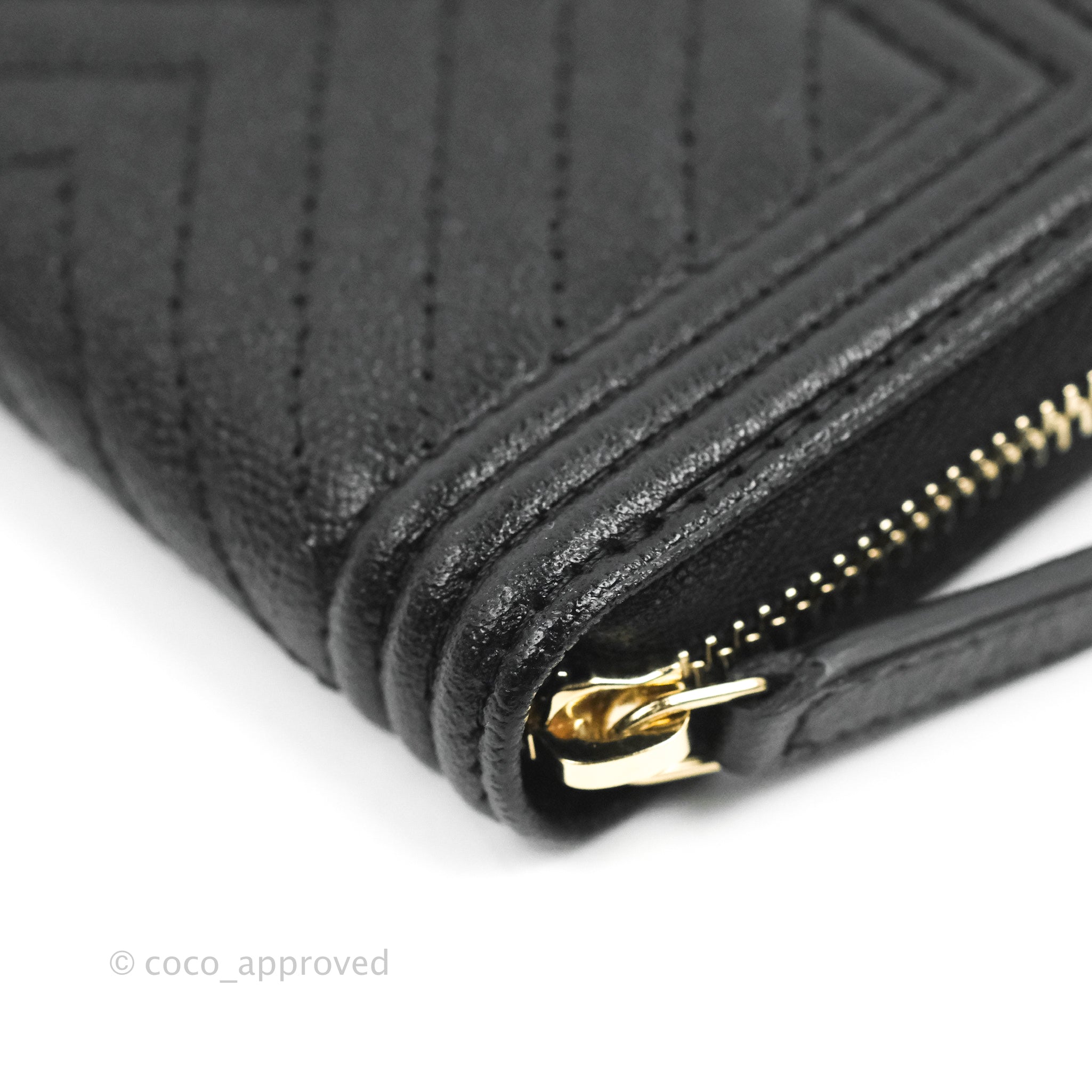 Chanel Chevron Boy Zip Card Holder in Black Caviar Leather with Gold Hardware - Luxury Wallet for Women, Perfect for Everyday Use & Gift Giving
