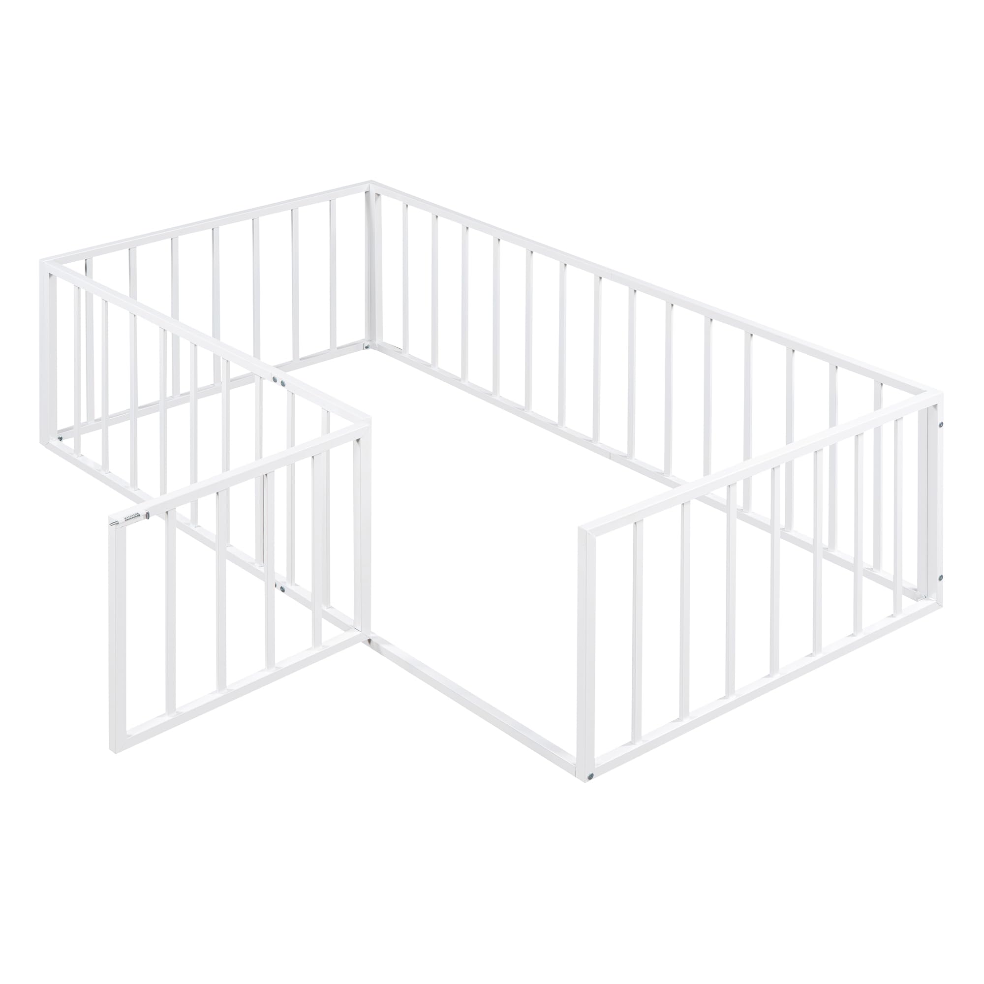 Bellemave Twin Floor Bed for Kids - Montessori Style Wooden Bed with Door, Low Profile Toddler Bed for Boys & Girls, Sturdy Metal Frame (White) - Perfect for Montessori Bedrooms, Daycare Centers & Safe Toddler Sleep Spaces