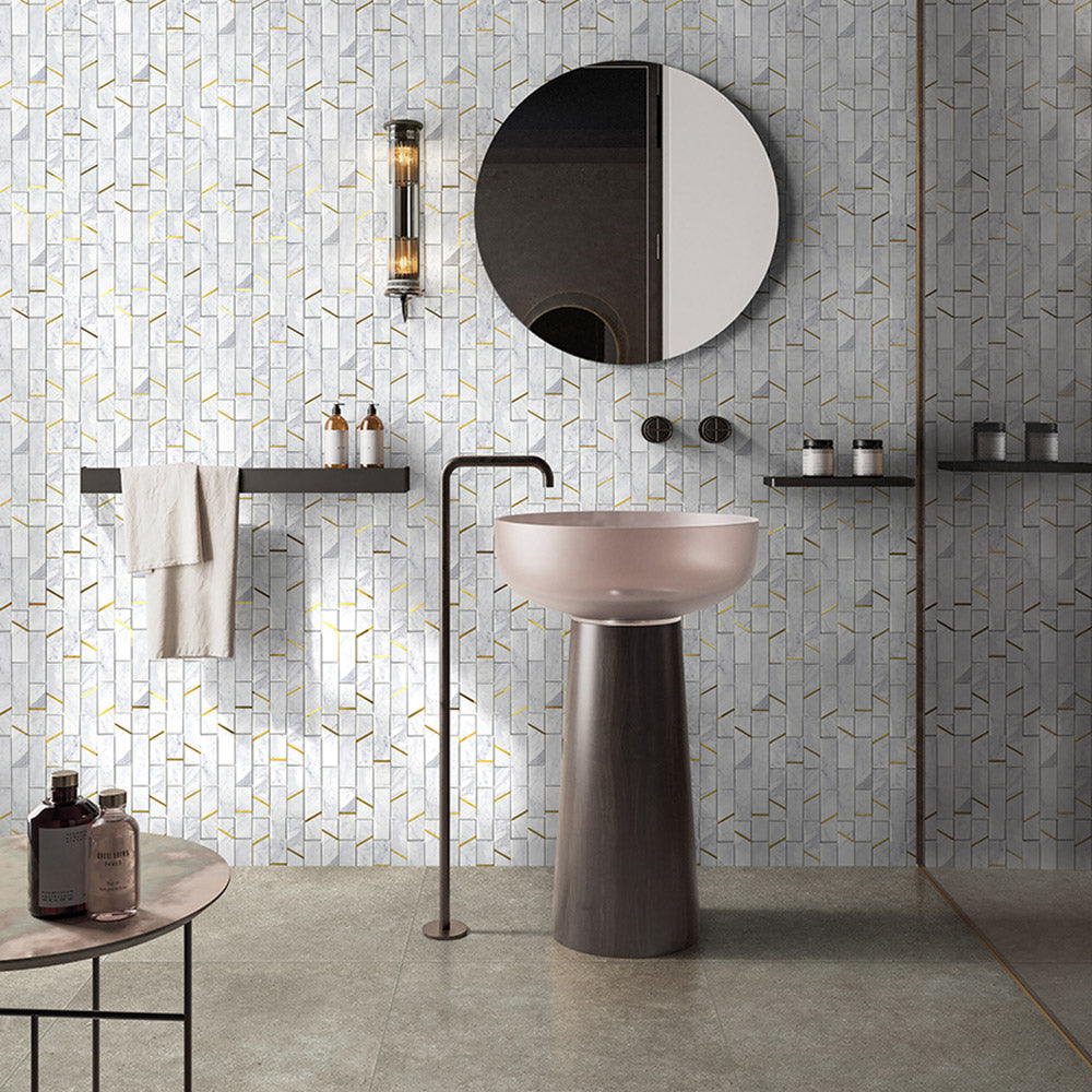 Premium Carrara Honed Marble Mosaic Tile Sheets - Fifth Ave Barres Collection - Elegant Bathroom & Kitchen Backsplash for Modern Home Decor