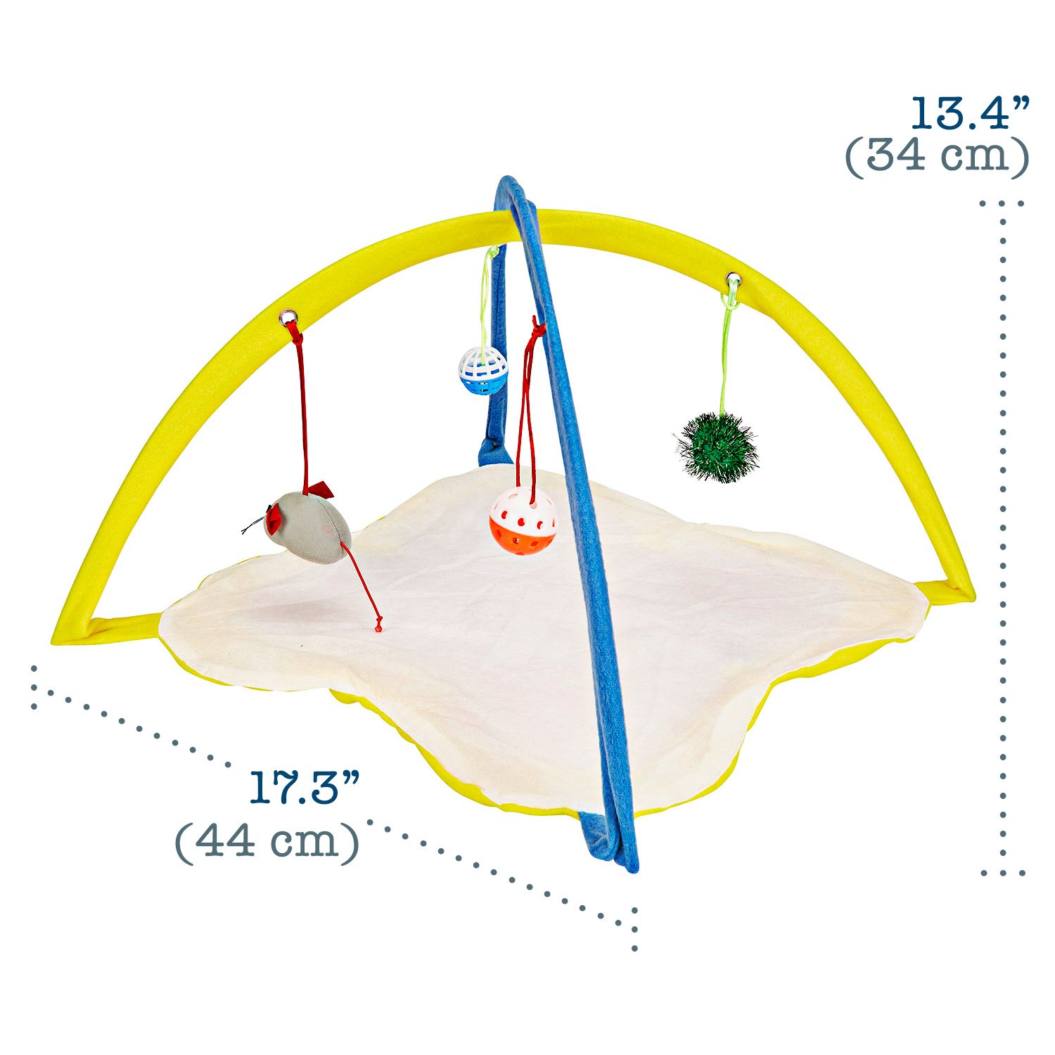 Interactive Cat Play Mat with Hanging Toys - Soft Cat Tent Activity Center for Indoor Kittens - Perfect for Playtime, Napping & Training (Grey)
