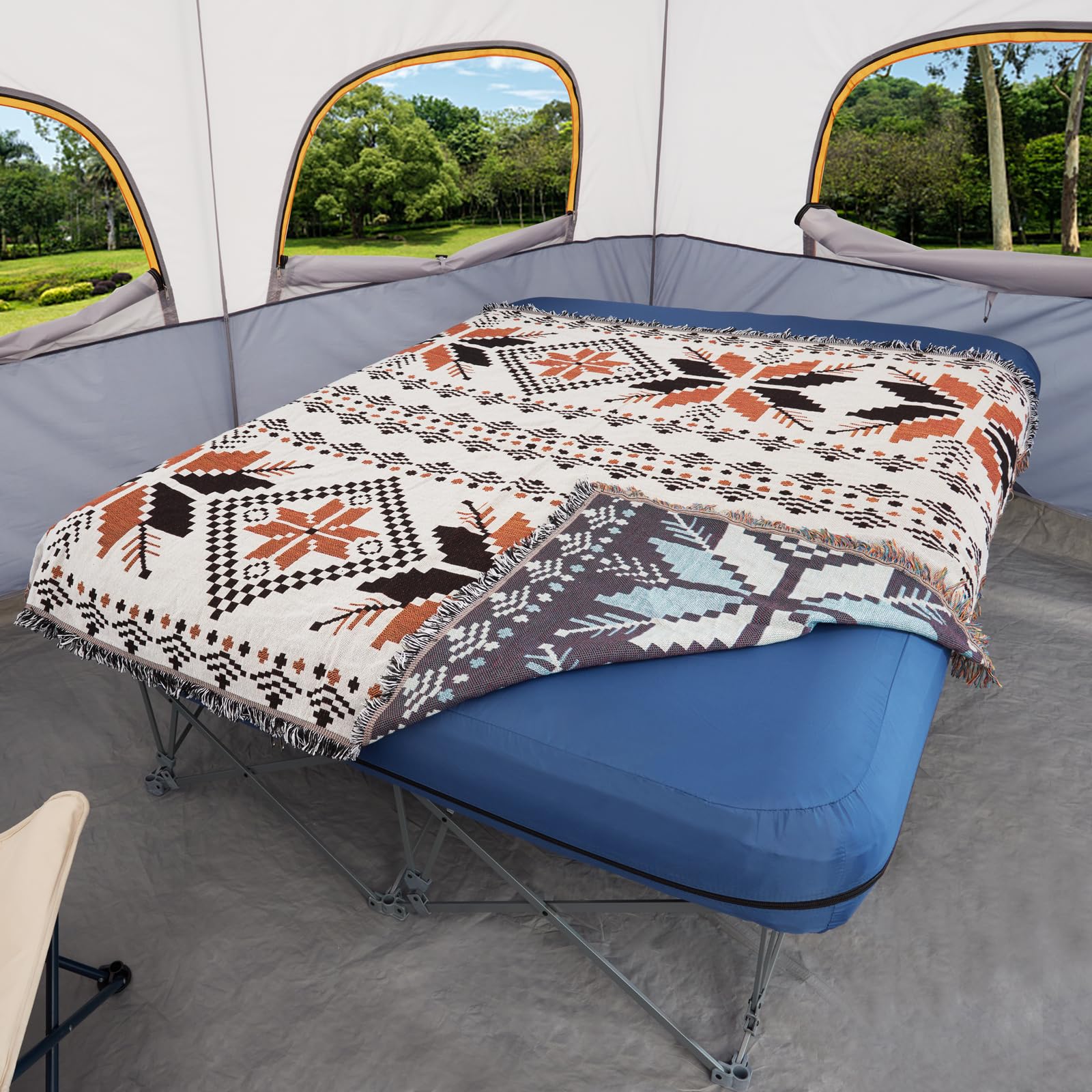 KAMPKEEPER Portable Folding Camping Cot with Inflatable Air Mattress - Heavy Duty Adult Camping Bed for Outdoor Travel, Beach, Backpacking & Vacation - Includes Carry Bag (Air Pump Not Included) - Perfect for Camping Trips, Beach Lounging & Guest Beds