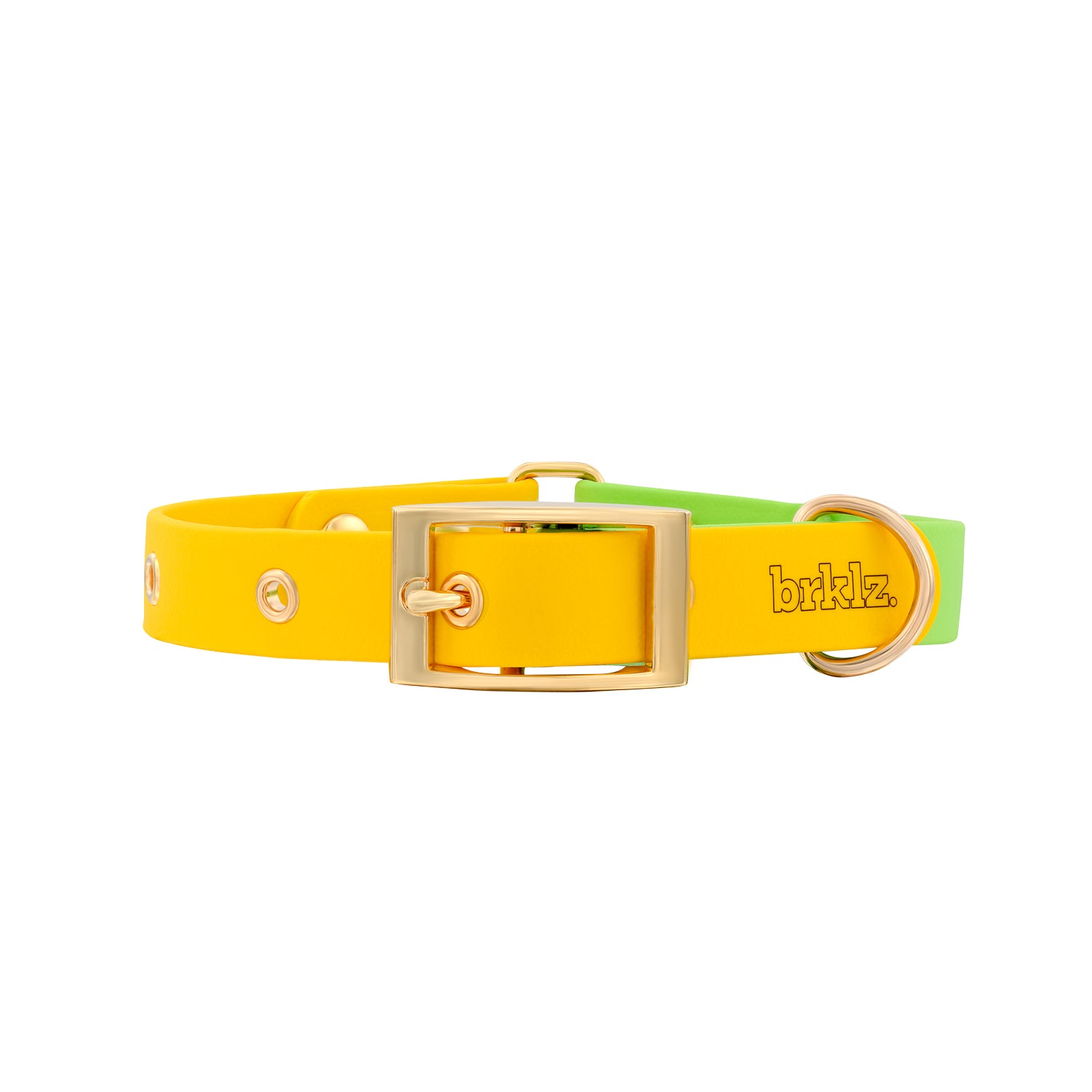 DUO brklz Dog Collar - Reflective Yellow & Green for Safety - Perfect for Night Walks, Hiking, and Outdoor Adventures