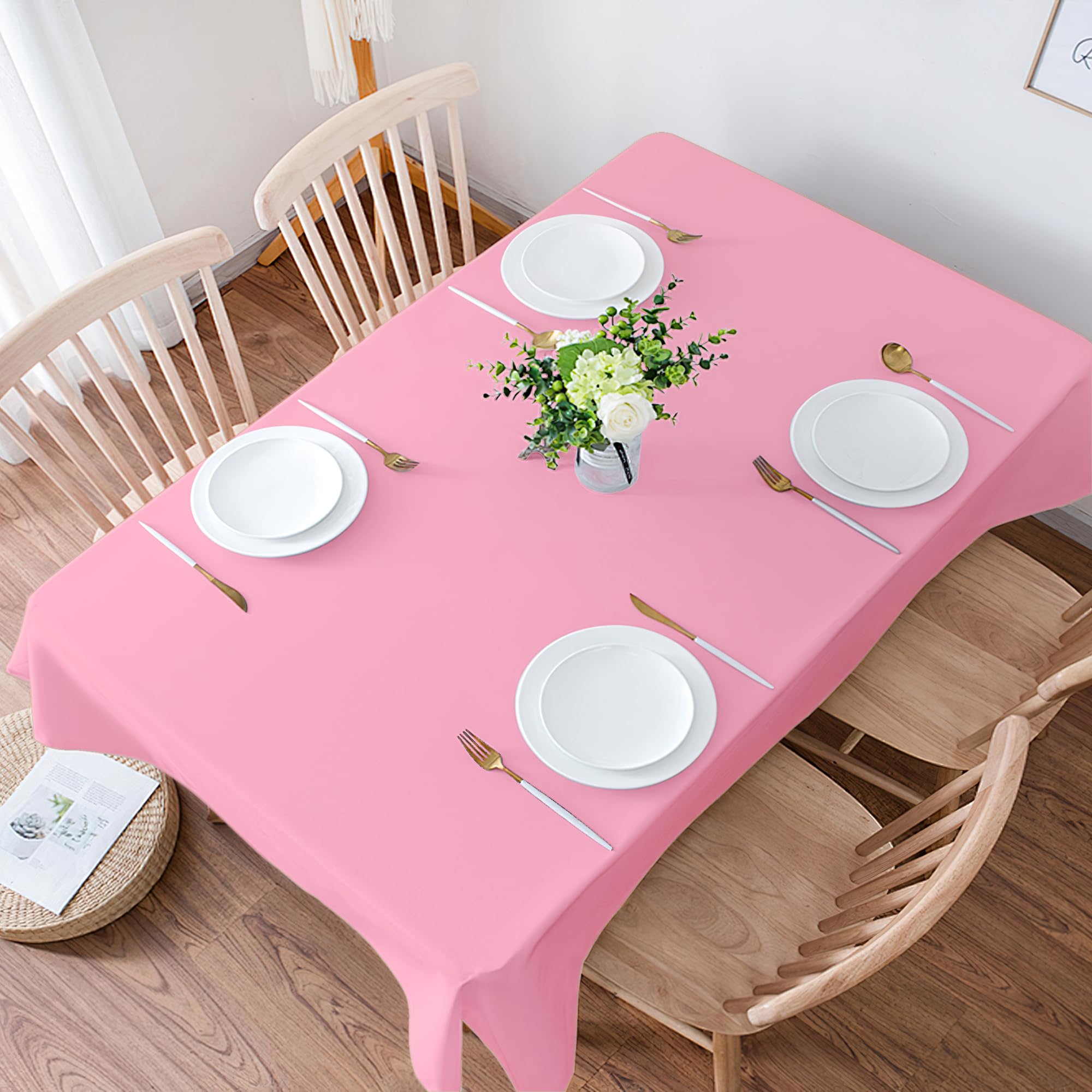 OHOME 4 Pack Disposable Plastic Tablecloths - Pink Party Table Covers for Birthday, Wedding, Baby Shower & Holiday Decorations | Waterproof & Easy Clean | Indoor & Outdoor Use