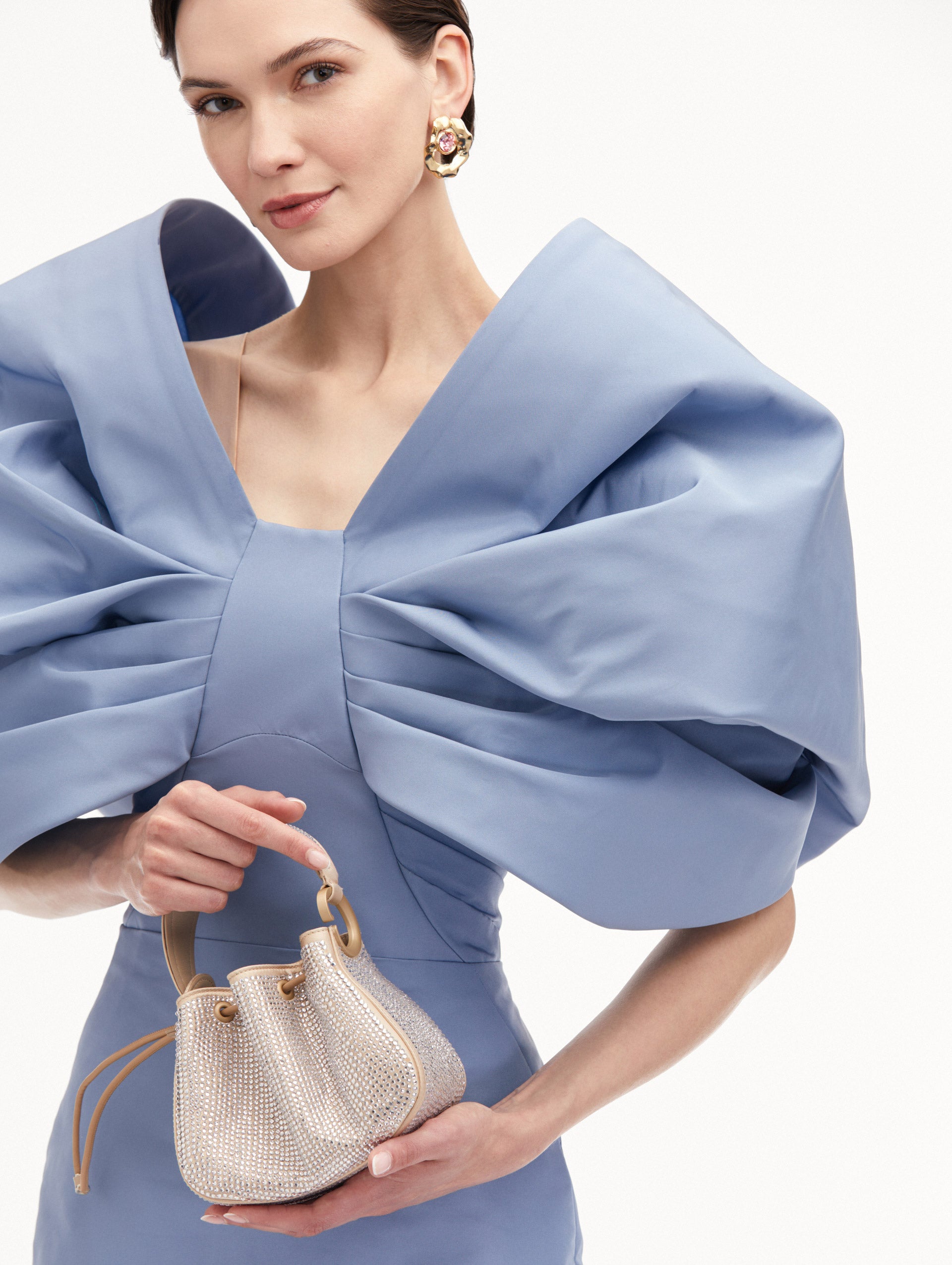 Nano Crystal Pavé O Handle Bag - Elegant Women's Evening Clutch for Parties, Weddings & Special Occasions