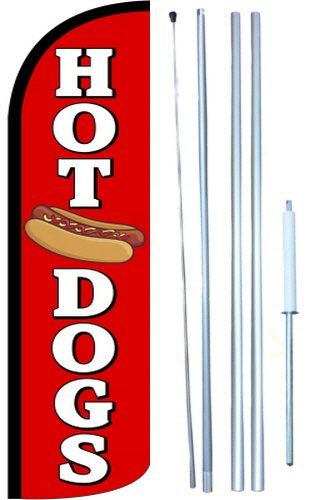 Hot Dogs Swooper Windless Flag Kit - Full Sleeve American Football Tailgating Banner for Outdoor Sports Events & Backyard Parties