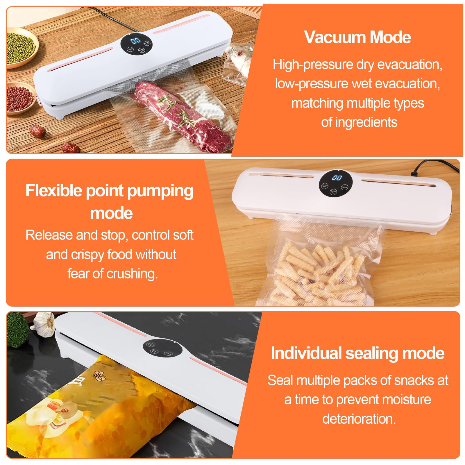 MXTIMWAN Automatic Vacuum Sealer Machine for Food - Portable Vacuum Sealer with Automatic Sealing Function - Perfect for Meal Prep, Sous Vide, and Food Storage