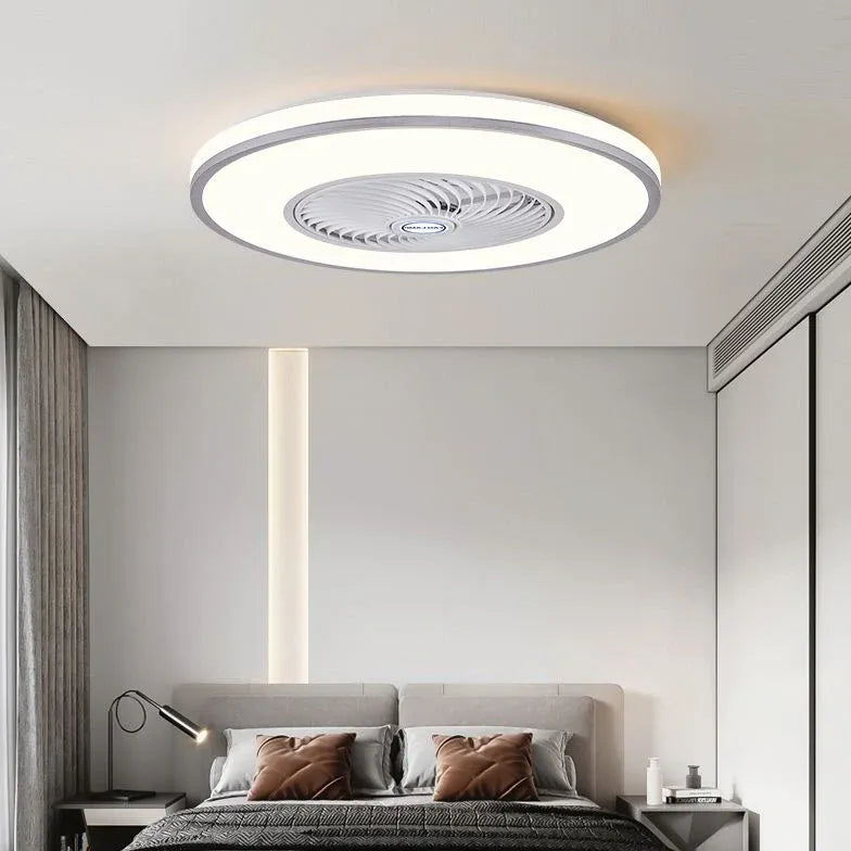 Dual Tone Round Ceiling Fan with LED Light - Modern Indoor/Outdoor Cooling for Living Room, Bedroom, Patio
