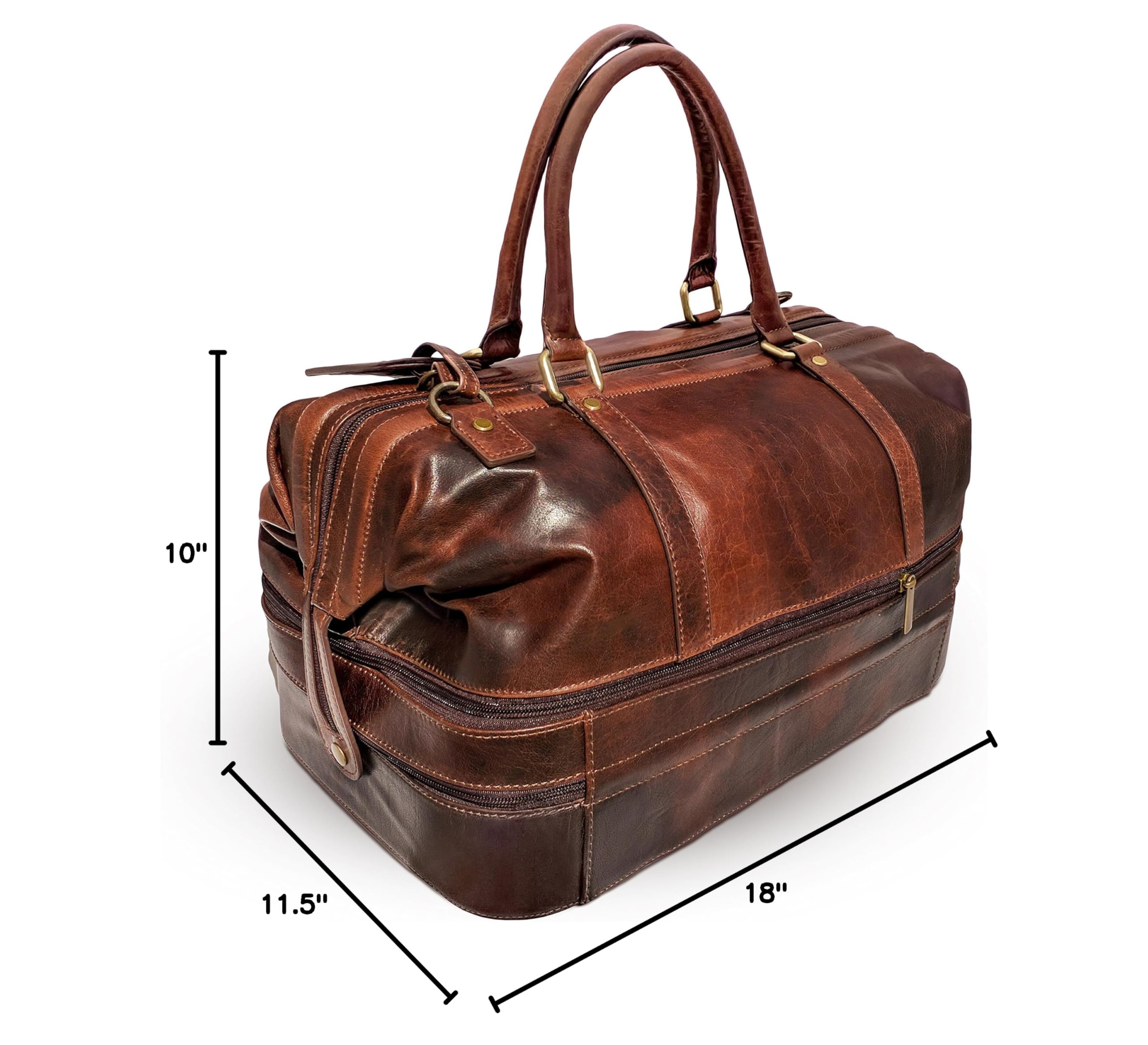Premium Leather Duffle Bag for Travel & Adventure - Spacious Weekender Luggage with Shoe Compartment | Perfect for Gym, Weekend Getaways & Business Trips