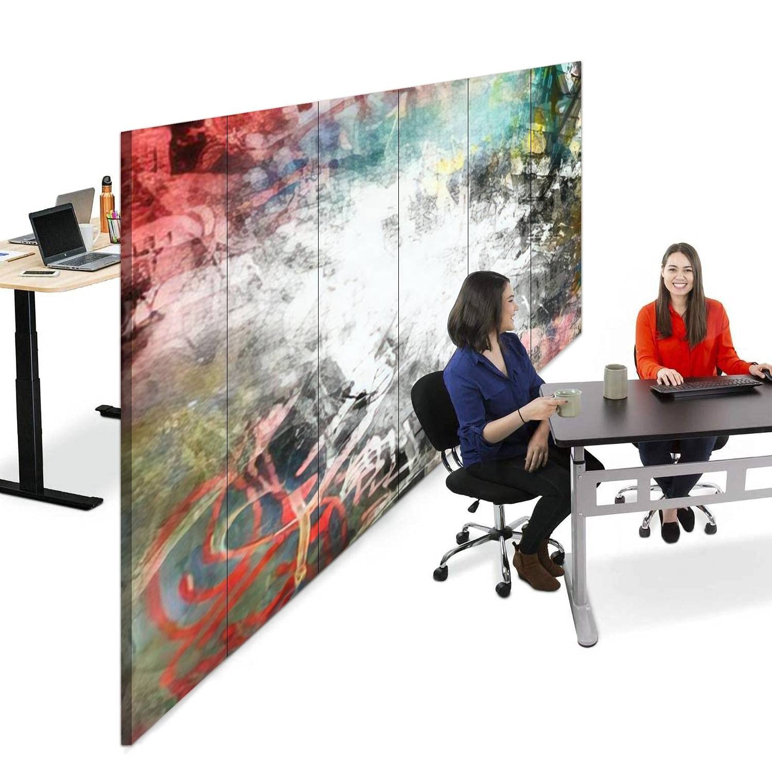 6-Panel Canvas Room Divider Screen - Graffiti Art Folding Privacy Partition with Grunge Colorful Background | Perfect for Home Offices, Studios & Room Separation