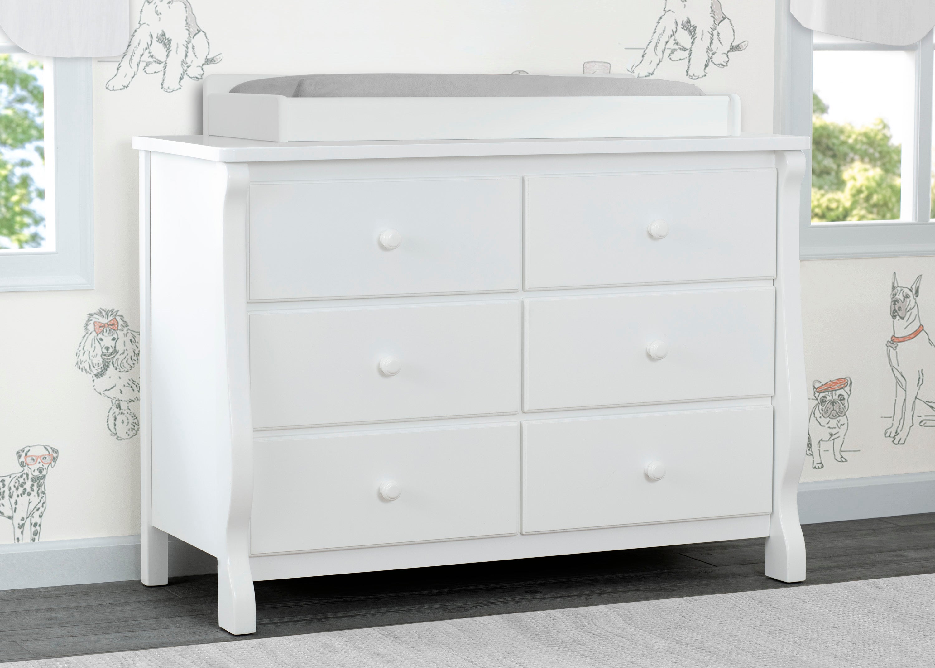 Elegant Canton Eclipse Dresser - Modern Wooden Bedroom Dresser with 6 Drawers, Vintage Style Storage for Bedroom, Living Room, and Office Organization