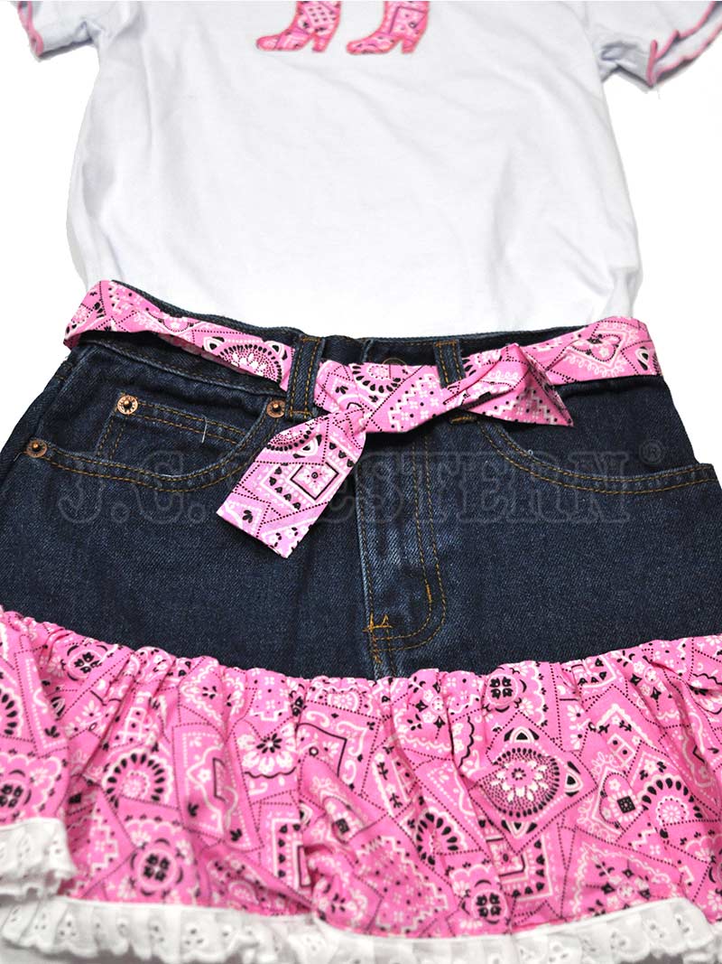 Kiddie Korral Style15 Kids Cowgirl Denim 2-Piece Outfit with Pink Bandana - Western Wear for Girls, Perfect for Rodeo, Halloween & Cowgirl Parties