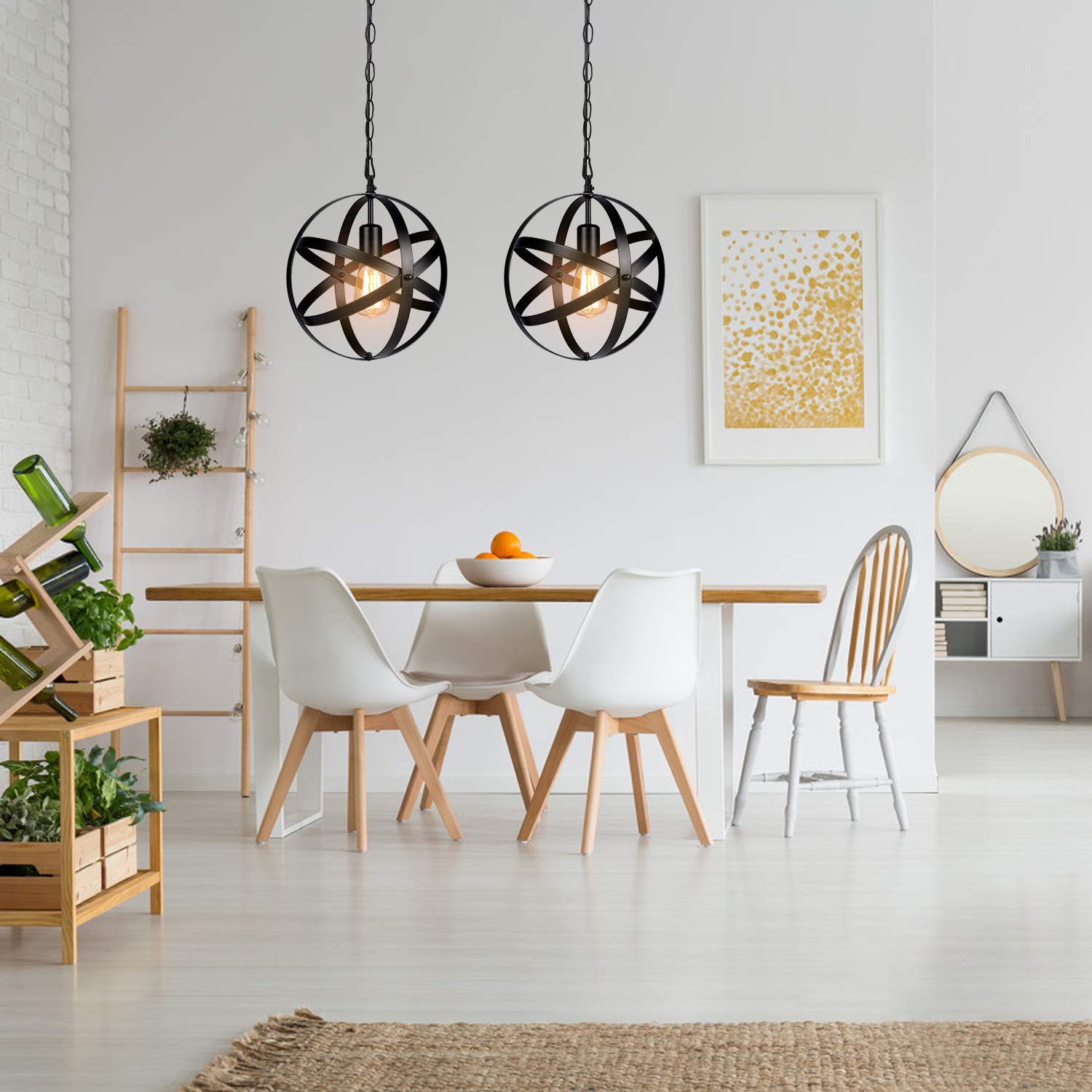 Tomshine Rustic Metal Plug-in Pendant Light - Farmhouse Chandelier for Kitchen, Dining Room, Bedroom & Living Room | Easy Installation Hanging Light Fixture for Home Decor
