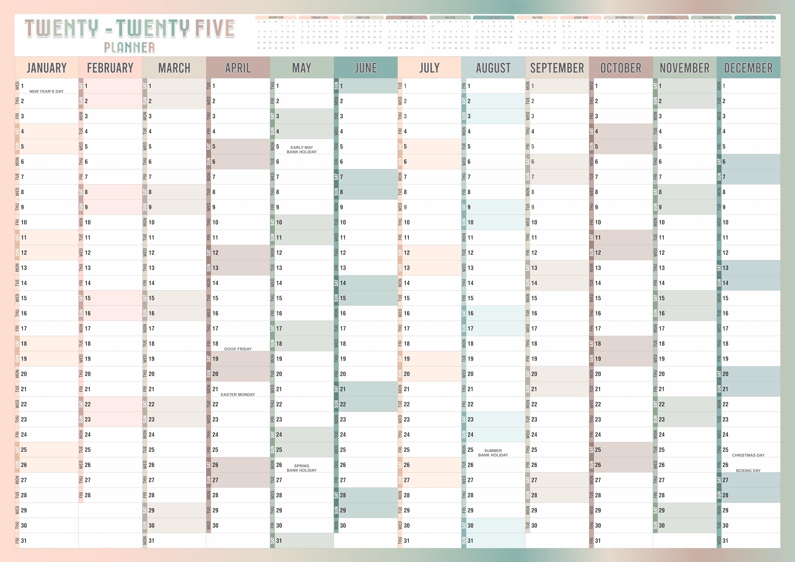 2025 A1 Wall Planner - Large Yearly Calendar from Jan to Dec | Academic & Office Planning Poster (59.4x84.1cm) for Students, Family, School & Work | Perfect for Study Schedules, Project Tracking & Home Organization