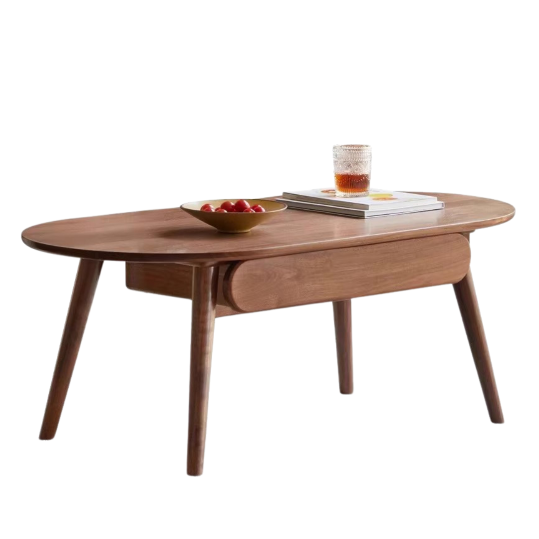 Premium Black Walnut Solid Wood Coffee Table - Modern Living Room Furniture for Capsule Apartments & Small Spaces - Perfect for Coffee, Reading & Relaxing