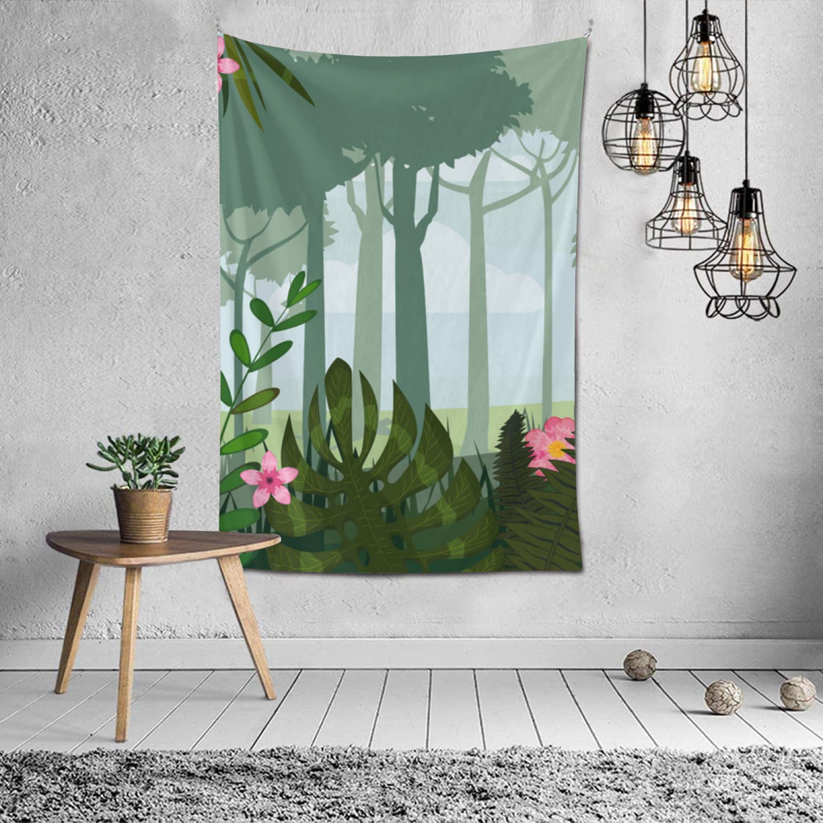 TropicalLife NIxux Cartoon Jungle Illustration Tapestry - 40x60 Inch Aesthetic Wall Hanging for Bedroom Decor, Living Room, Dorm | Waterproof Polyester Fabric for Boho Home Decor & Party Backdrop