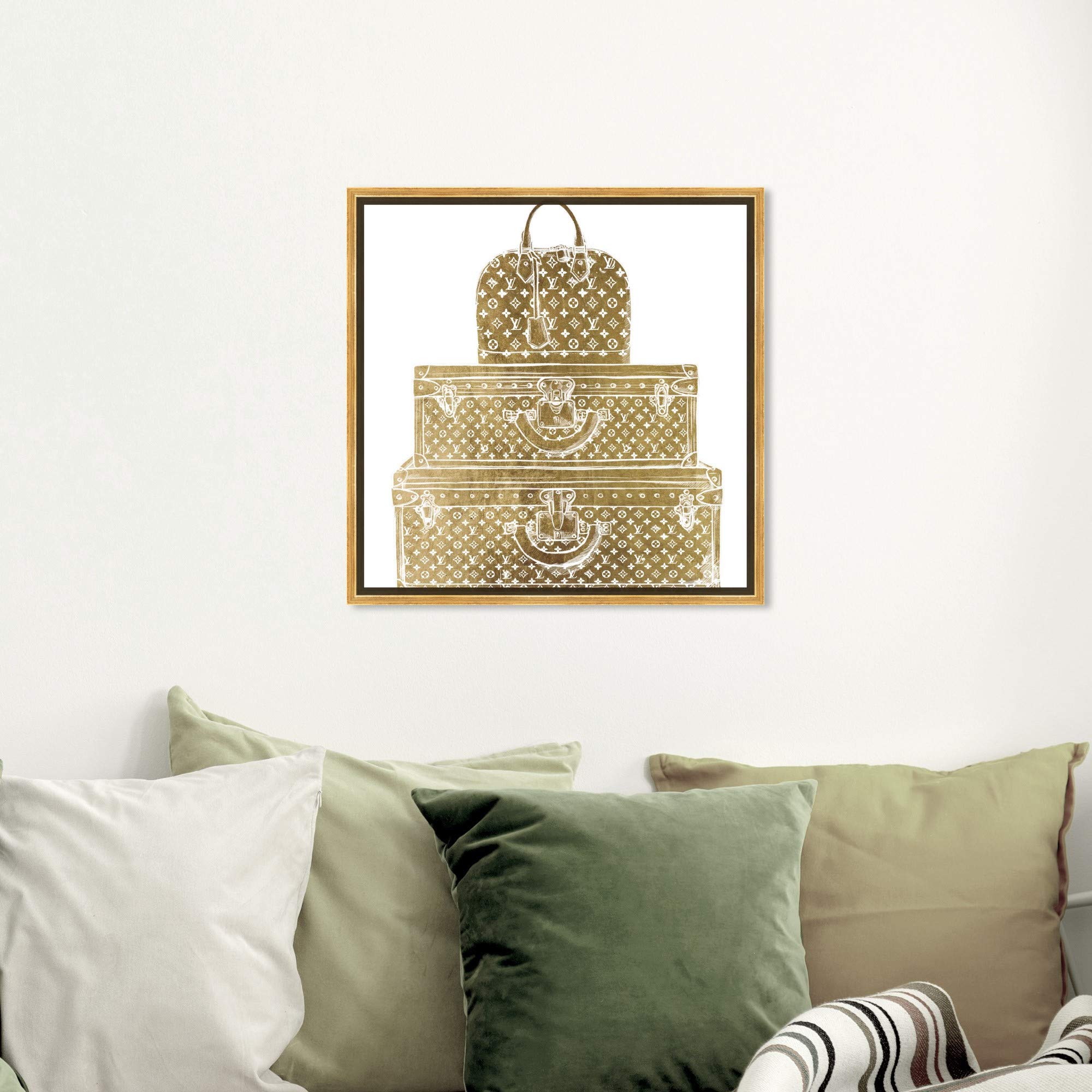 Oliver Gal Artist Co. Royal Bag & Luggage Diecut Canvas Wall Art - 20x20 Inch Fashion Glam Home Decor Print in Gold & White - Perfect for Living Room, Bedroom & Office Decor | Travel-Themed Framed Artwork