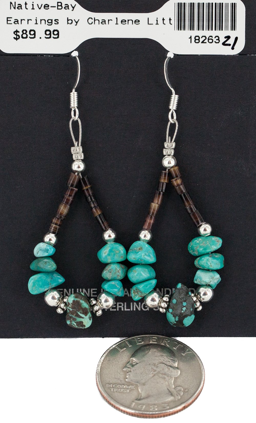 Loma Siiva Sterling Silver Spiderweb Turquoise Hoop Dangle Earrings - $90Tag Certified, Handmade Boho Jewelry for Women | Perfect for Festivals, Parties & Everyday Wear