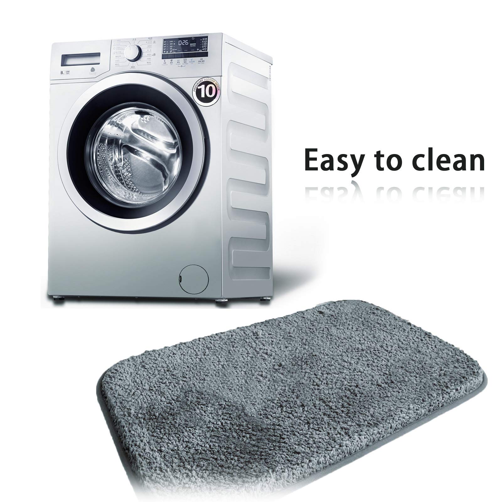 HALLYONA 20x32 Non-Slip Bath Rugs Set - 2pcs Washable Plush Runner for Bathroom & Indoor Use (Lava Gray)