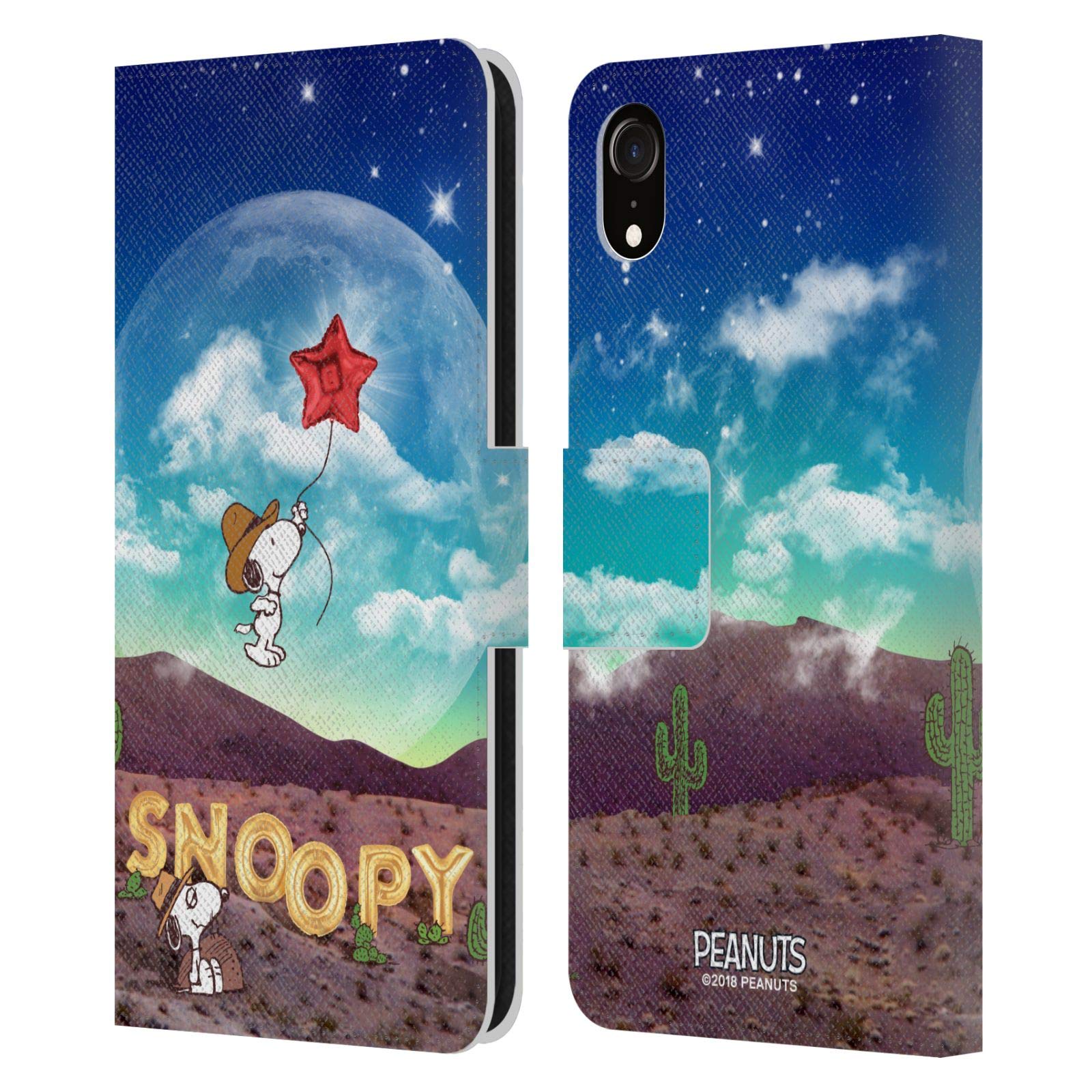 Head Case Designs Peanuts Nebula Snoopy Space Cowboy Leather Wallet Case for iPhone XR - Perfect for Travel, Work & Everyday Use