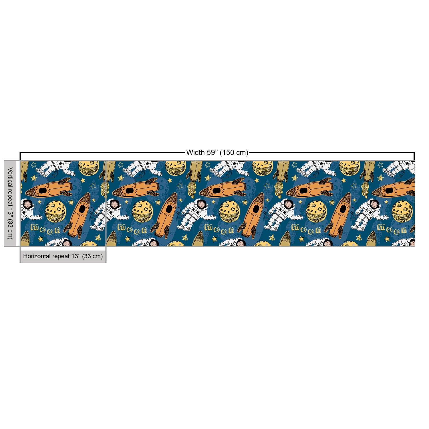 Ambesonne Astronaut Fabric by The Yard - Outer Space Rocket, Stars, Planets & Moon Landing Galaxy Print - Decorative Upholstery Fabric for DIY Home Decor, Curtains, Pillows & Crafts - 10 Yards, Dark Sky Blue & Apricot - Perfect for Space-Themed Bedrooms, Kids Rooms & Sci-Fi Decor