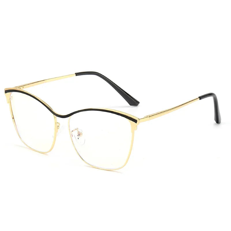Aror Unisex Full Rim Square Cat Eye Alloy Eyeglasses 49717 - Stylish Retro Frame for Men & Women - Perfect for Reading, Fashion, and Everyday Wear