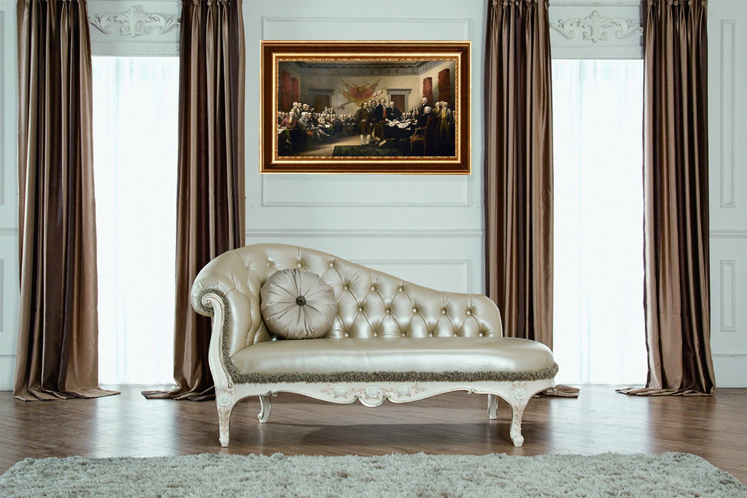 ELITEART John Trumbull Declaration of Independence Oil Painting Reproduction - Giclee Canvas Wall Art Print Framed 41.5x29 Inches - Perfect for Home Office Decor & American History Enthusiasts