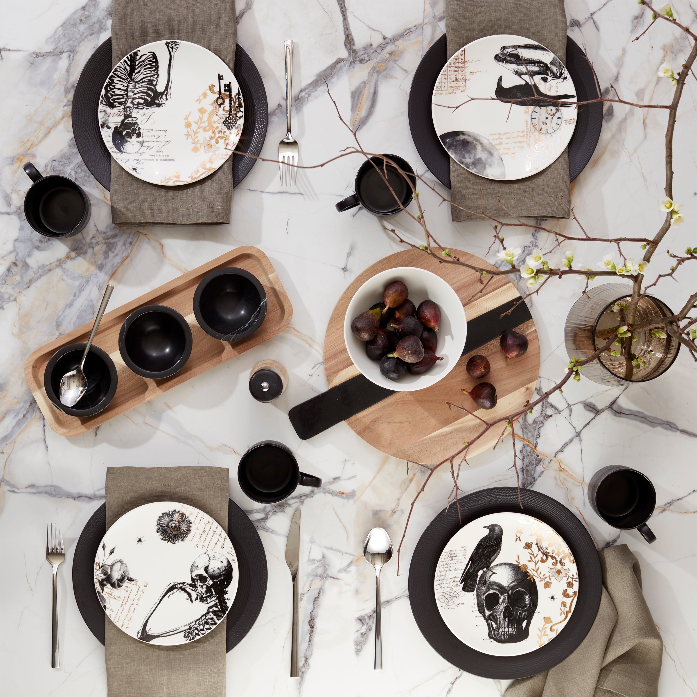 LX Collective Serving Tray with 3 Removable Dip Bowls - Perfect for Entertaining, Charcuterie Boards & Party Snacks
