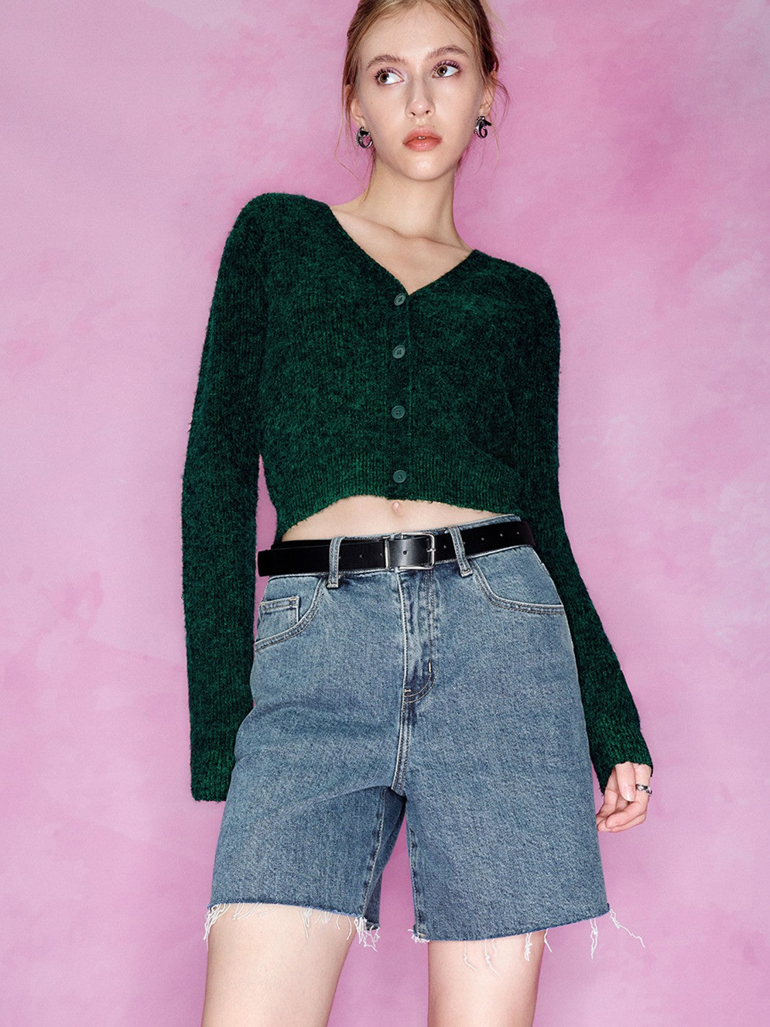 Cropped V-Neck Knitted Cardigan for Women - Lightweight Summer Open Front Sweater - Perfect for Office, Date Night & Casual Outfits