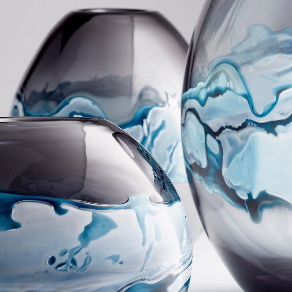 Cyan Design 10461 Mescolare Vase - Blue and White Ceramic Vase, Small Home Decor for Living Room, Dining Table, or Office Desk