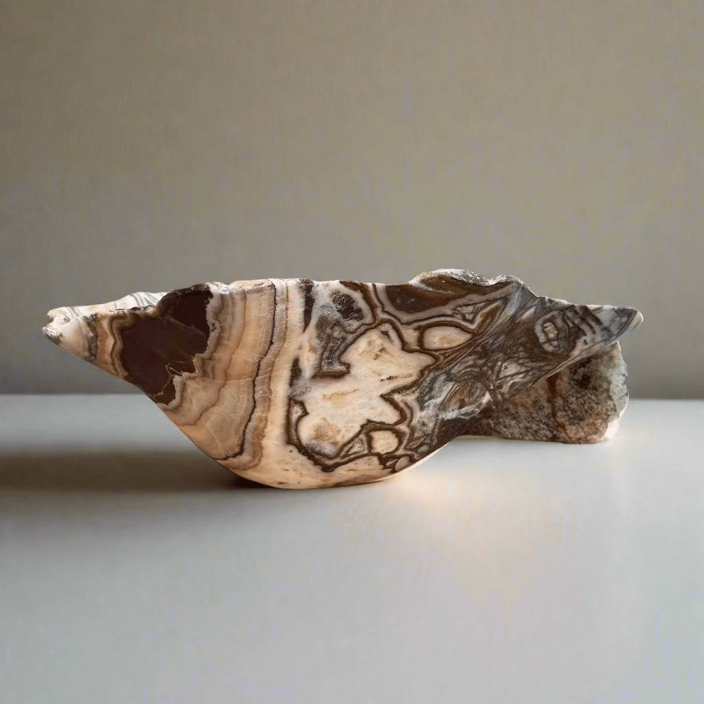 Exquisite Dragon Serpentine & Fluorite Freeform Bowl - Handcrafted Stone Art Piece for Home Decor, Meditation & Crystal Healing | Unique Gift Idea for Spiritual Practitioners