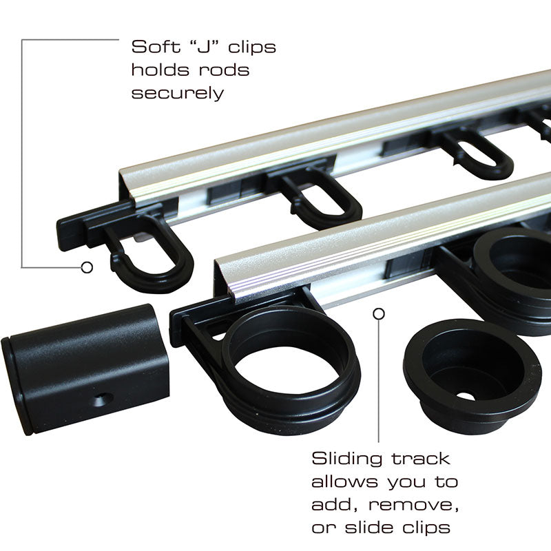10-Rod Wall or Ceiling Mounted Storage Rack - Space Saving Organizer for Fishing Rods, Ski Poles, Broomsticks & More - Perfect for Garage, Basement, or Outdoor Shed Organization