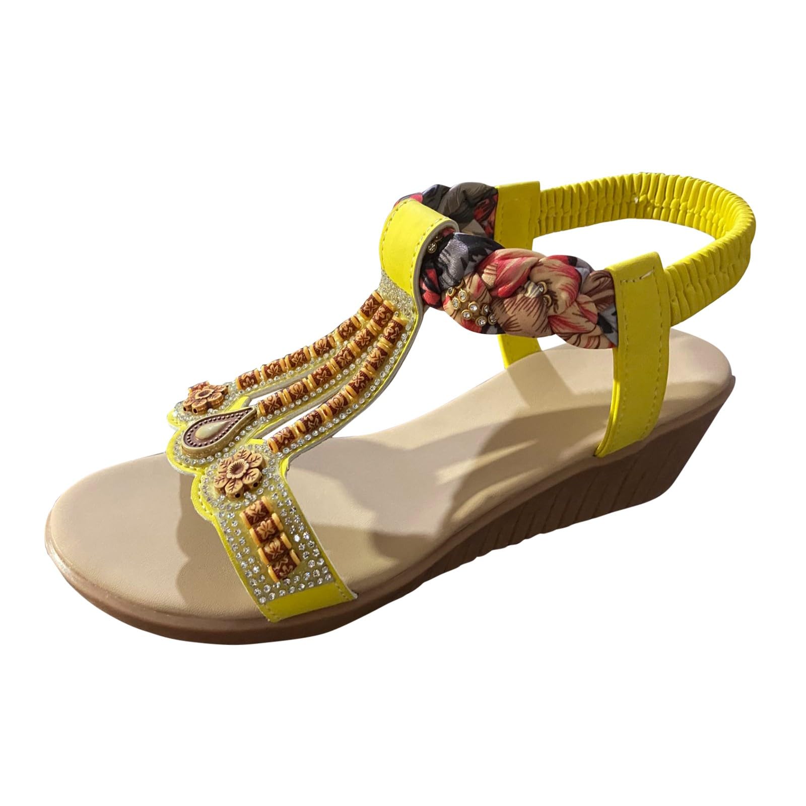 WILLBEST Women's Navy Blue Platform Sandals - Lightweight Summer Beach Thong Sandals with Non-Slip Sole for Casual Wear, Walking, and Outdoor Activities