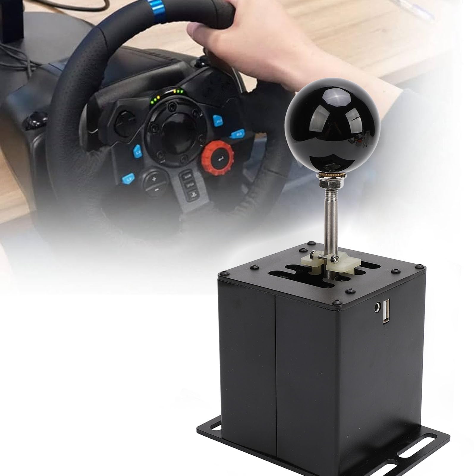 High Simulation USB Racing Game Simulator Shifter 7+R H Gear Shifter for Logitech G29 G27 G25 G920 & Thrustmaster T300RS GT Steering Wheels - Perfect for PC, PS4, PS5 Racing Games & Drifting Simulation