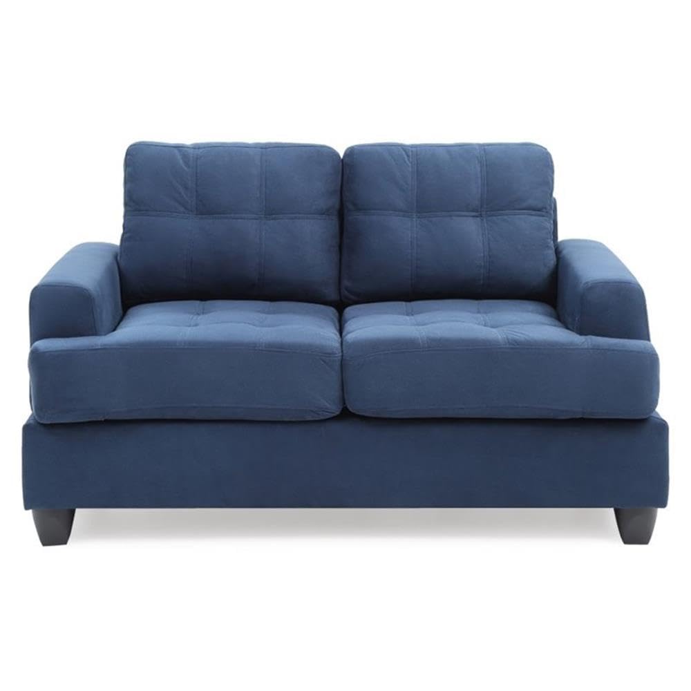Glory Furniture Sandridge Microsuede Loveseat in Navy Blue - Comfortable Small Sofa for Living Room, Apartment & Office - Perfect for Relaxing, Entertaining & Small Spaces