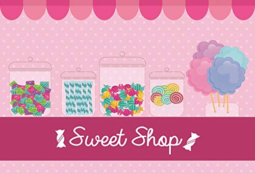 Baocicco 10x8ft Sweet Shop Backdrop - Colorful Candy Theme Photography Background with Lollipops, Cotton Candy & Jelly Beans for Birthday Parties, Baby Showers & Dessert Shop Decor - Perfect for Girls & Boys Photo Booths, Video Shoots & Social Media Content