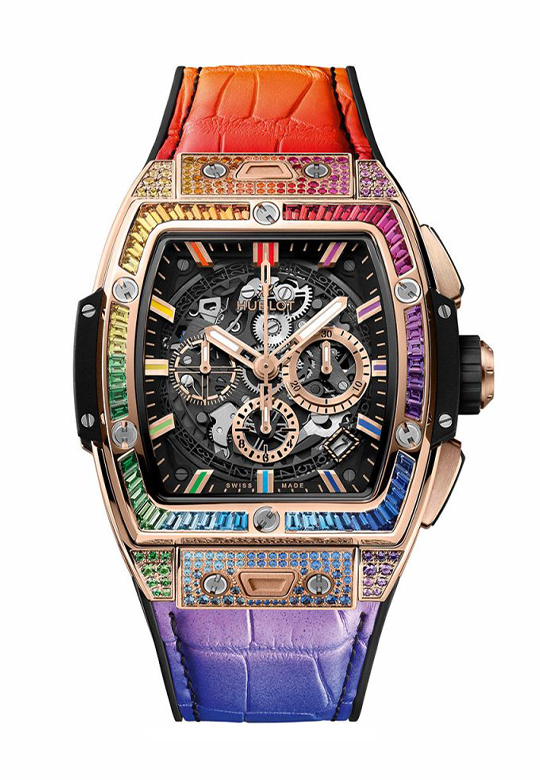 Hublot Spirit of Big Bang Chronograph 18K King Gold Men's Watch with Colored Gemstones - Luxury Swiss Timepiece for Business, Gala & Special Occasions