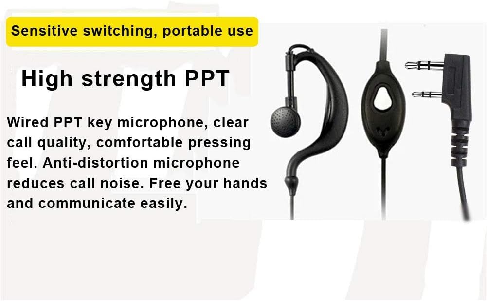 APPSTER Air Acoustic Tube Covert Earpiece with Throat Mic - Invisible In-Ear Headset for Baofeng UV5R & BF-888S Walkie Talkies | Two-Way Radio Communication | Perfect for Security, Construction & Outdoor Activities (Black)